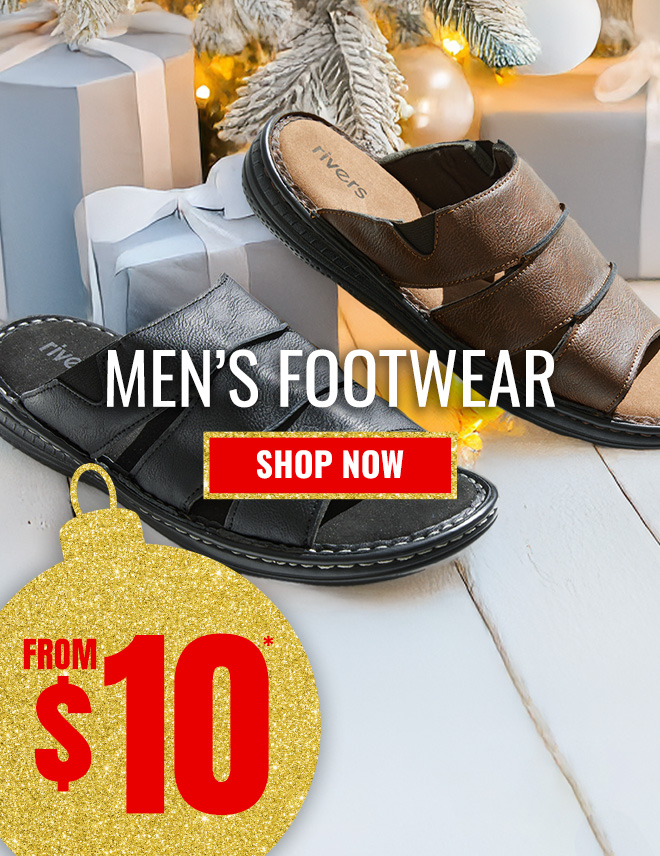 Men's footwear for $12 - Comfortable and stylish holiday deals at Rivers.